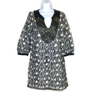 Diabless Women's Studded Ikat Tunic Blouse Top Mini Dress Size S